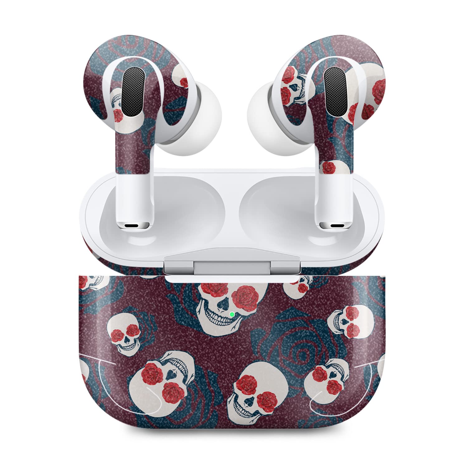 MightySkins Glossy Glitter (2 Pack) Skins Compatible with Apple AirPods Pro 2 - Skulls N Roses | Protective, Durable High-Gloss Glitter Finish | Easy to Apply and Change Styles | Made in The USA