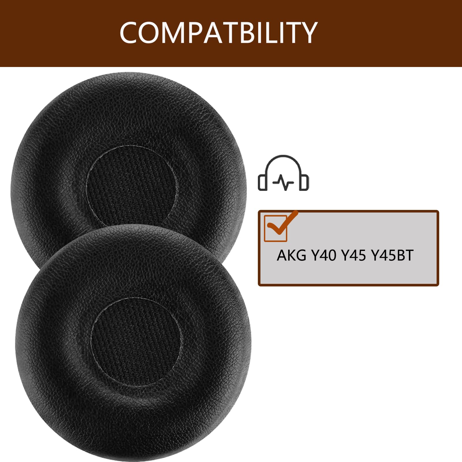 ACCIUK Replacement Ear Pads, Compatible with AKG Y40 Y45 Y45BT Headphones. New Soft Protein Leather Combined with high-Density Memory Foam, Replacement Ear Pads 1 Pair (Black) 3