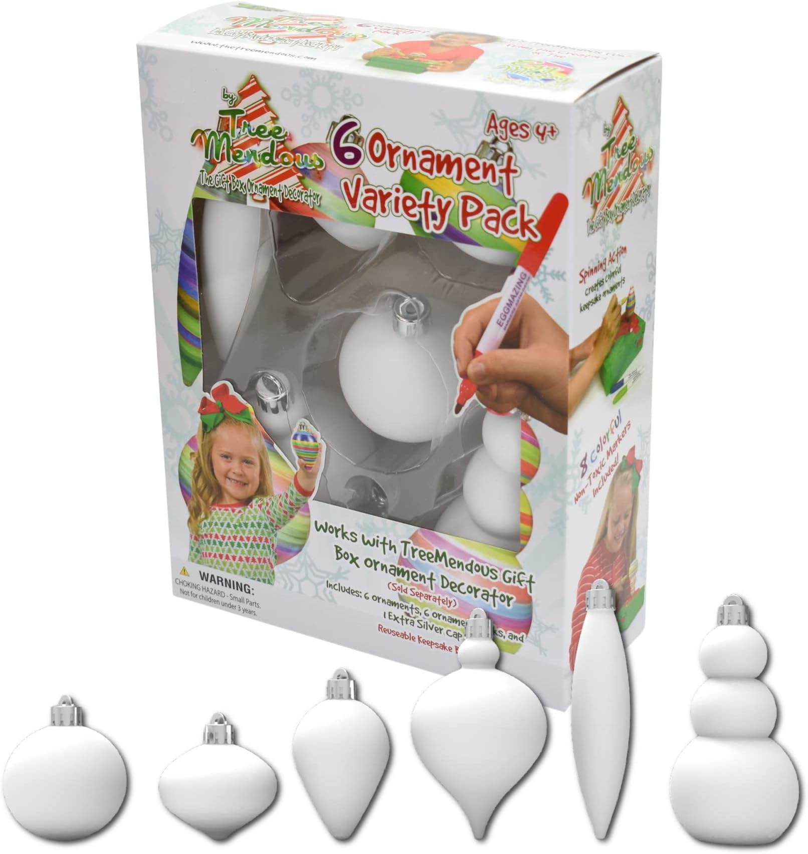 The Treemendous Ornament Decorator Gift Box by - 6 Pack Variety Refill - for Gift Box Only (Not Compatible with Tree)