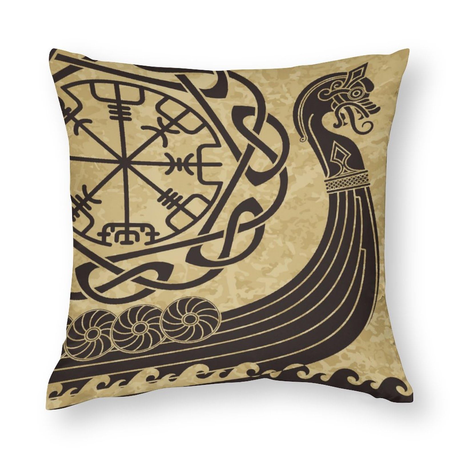 NIBABAEU Cushion Covers 1 Pcs Viking Warship Drakkar Ancient Scandinavian Decorative Pillow Covers 20"x20" (50X50 CM) Soft Square Pillow Cases For Living Room Sofa Couch Bed Pillowcases