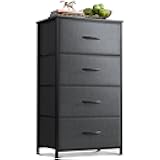 AODK Dresser for Bedroom with 4 Storage Drawers, Small Dressers Chest of Drawers Fabric Dressers with Sturdy Steel Frame, Dresser for Closet with Wood Top, Dark Grey