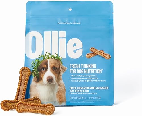 Ollie Masticables dentales para perros pequeños, golosinas para el aliento de perro, golosinas de limpieza de dientes de perro, palitos dentales
