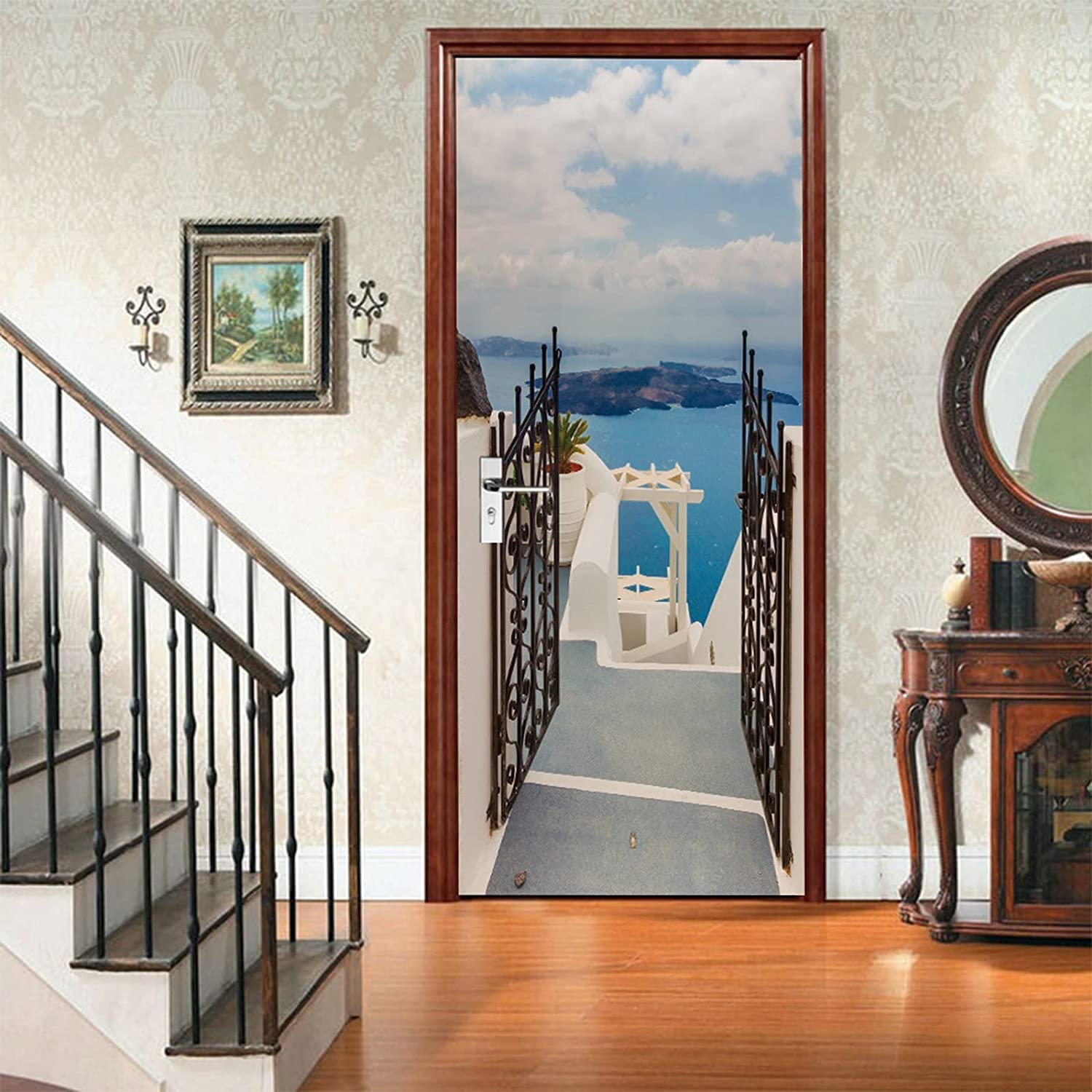 Poster Porta 3D Scenario Del Cielo Blu Della Città Dell'Oceano Adesivo Per Porta Autoadesivo Carta Da Parati Per Porta Adesivo Per Porta Adesivo Per Porta Adesivo Per Porta Foto Per Porta 80