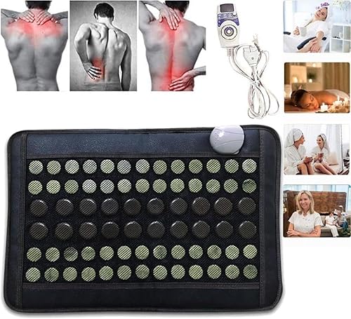 HAILM Tapete de piedra de calor de cristal de turmalina de amatista de infrarrojo lejano, almohadilla térmica eléctrica para sofá con controlador