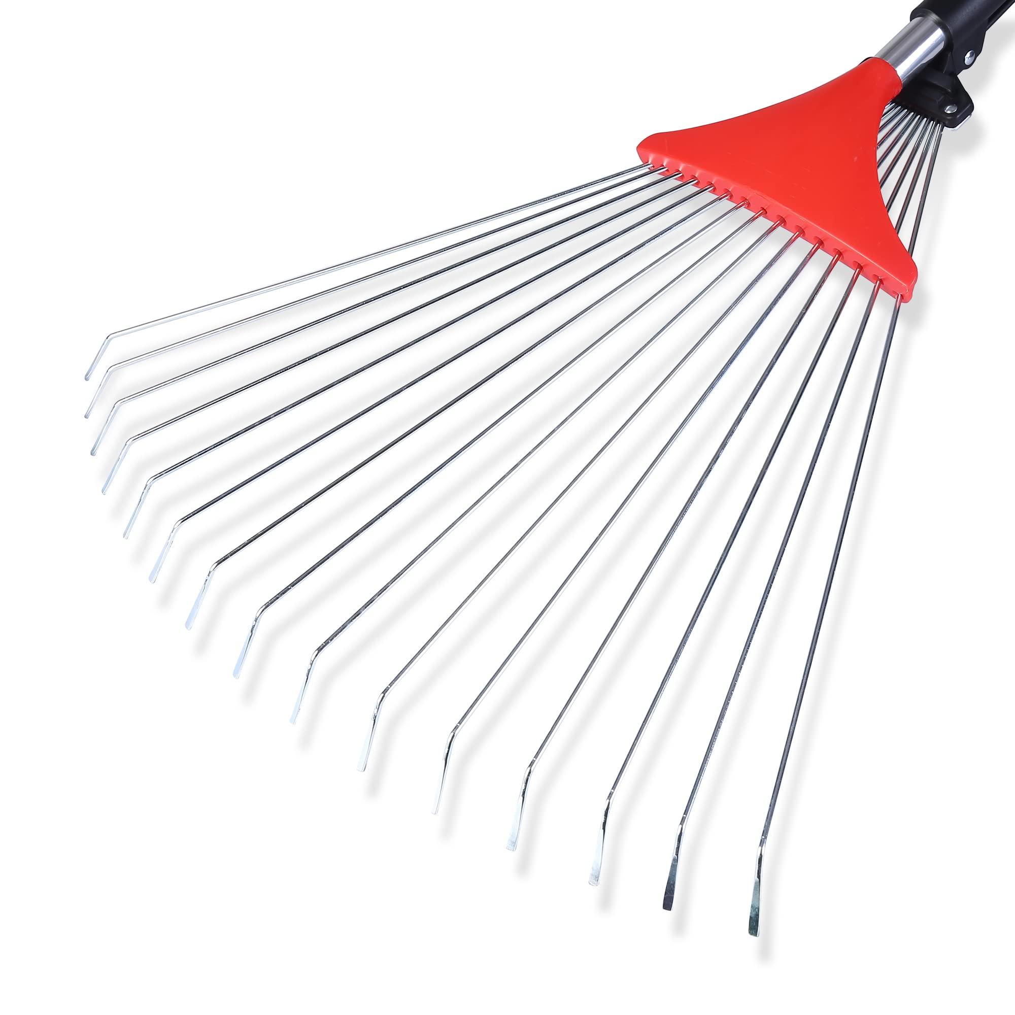 Sharpex Telescopic Metal Leaf Rake, 31 to 64 Inch Adjustable Expandable Pole for Lawn and Yard Cleanup, Heavy Duty Tool for Leaves, Grass Debris and Roof Cleaning, Long Reach Outdoor Sweeping Broom 4