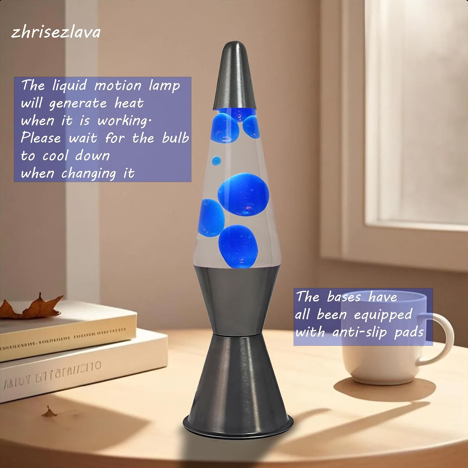 16 Inch Liquid Motion Lamp, Transparent Magma Motion Lamps with Blue Wax, Relaxing Night Light Home Decor for Contemplation, Suitable for Living Room Bedroom Office