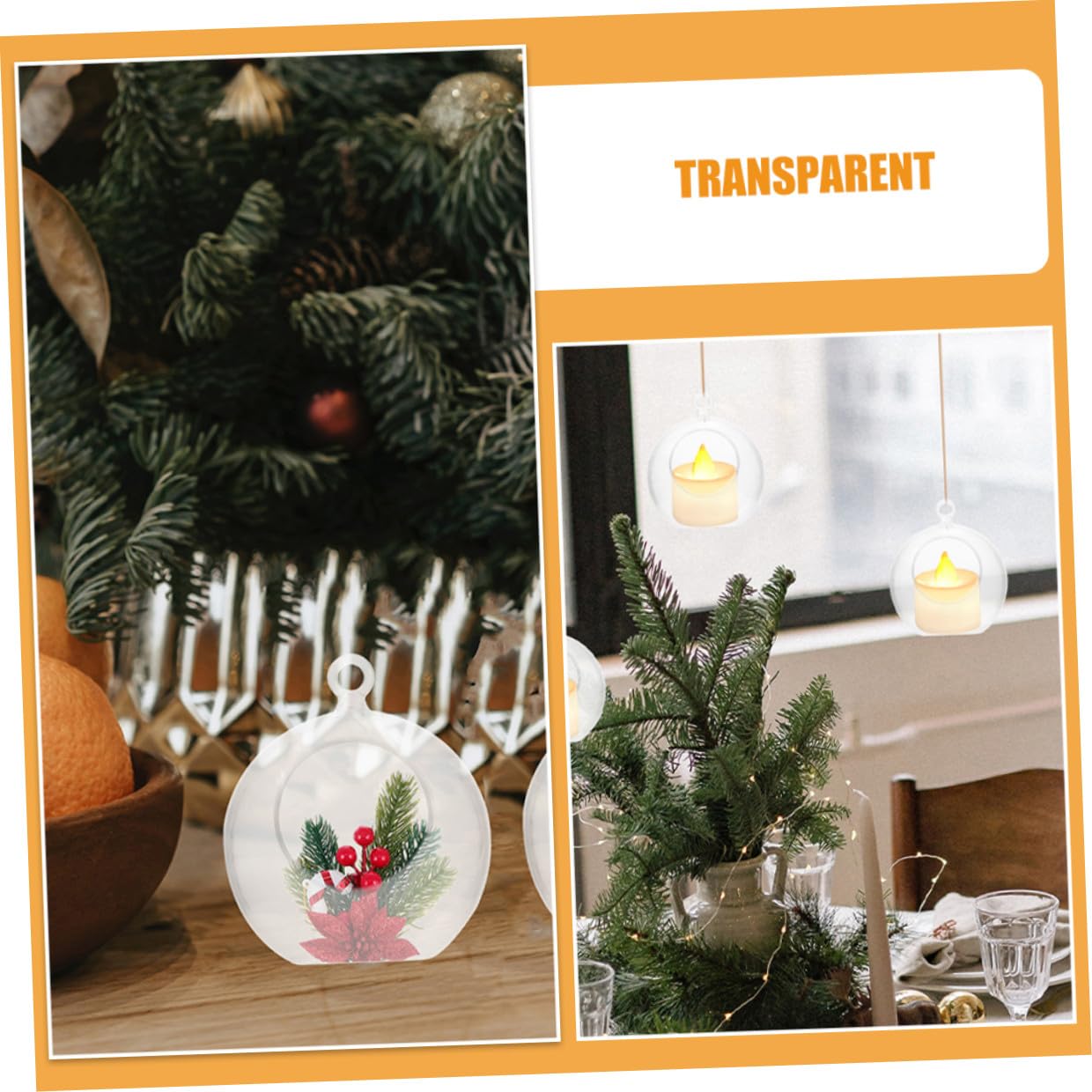 SEWACC Bolas de Adorno Transparentes Huecas de 8 Cm para Colgar, 20 Unidades de Plástico Resistente para Decoración Navideña, Bodas, Cumpleaños y Fiestas, Adornos Rellenables para DIY