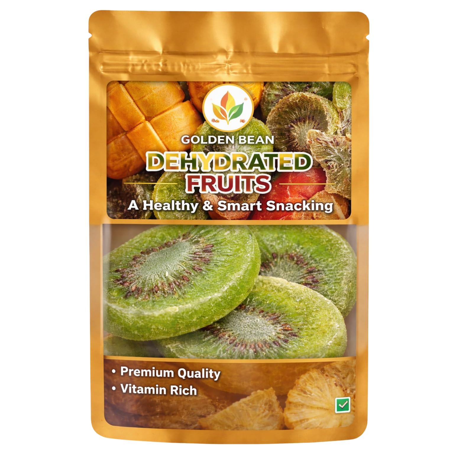 Golden Bean Kiwi Green Dried Kiwi Slices | Premium Dehydrated Kiwi Fruit Snack | Sweet, Tangy & Vitamin Rich Healthy Snack | Ready to Eat | Stand-Up Pouch (Pack of 1)-image-44