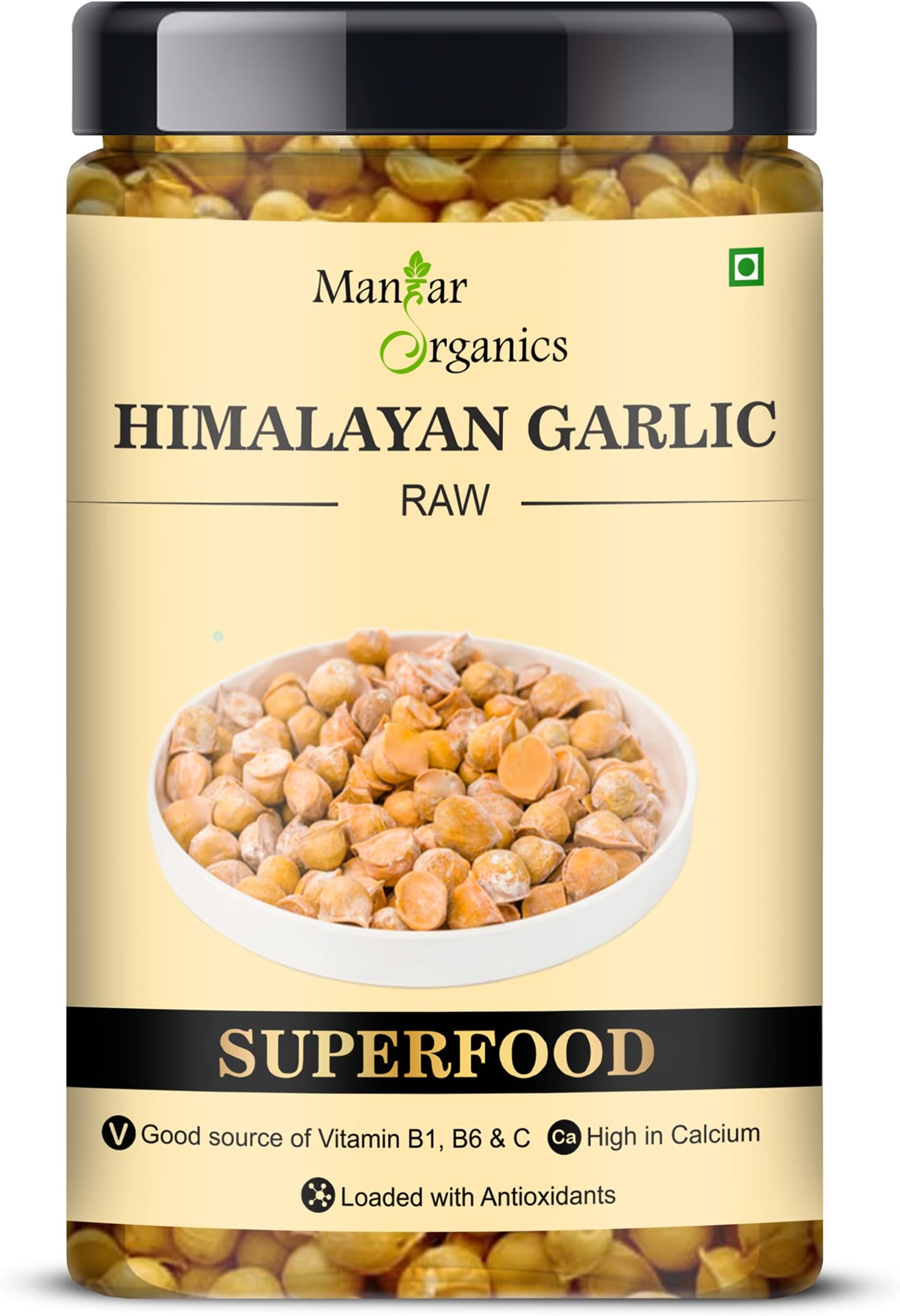 ManHar Organics Kashmiri Garlic (Lehsun) 400 grams Jar, A Taste Of Himalayan Tradition, Premium Himalayan Single Clove Garlic For Strong Immunity & Diabetes