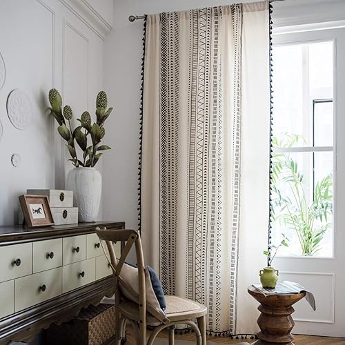 Miniatura 3 de ColorBird Cortinas de ventana con estampado geométrico 4 paneles