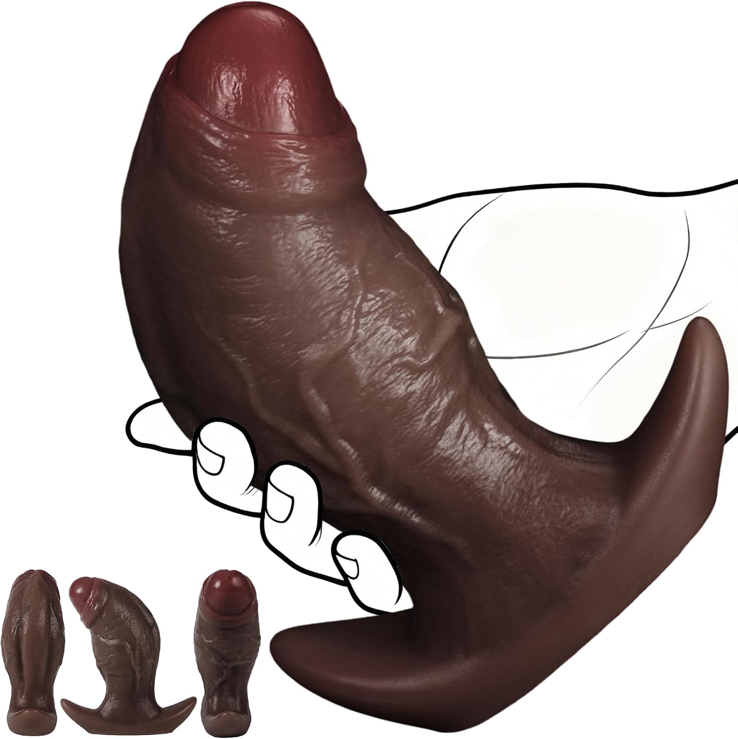 6'' Realistic Dildo Knot Anal Plug, Large Silicone Thick Knotted Butt Plug with Anchor Base, Huge Stretcher for Anal Training, G-Spot & Prostate, Sex Toys for Advanced Players Men & Women Brown