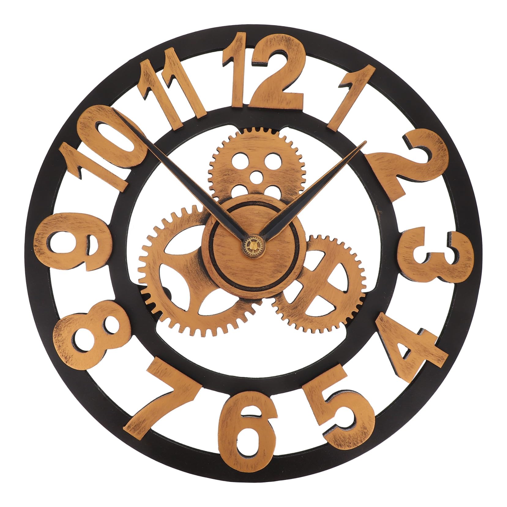 Horloge murale engrenages industrielle 40cm fer silencieuse précision salon