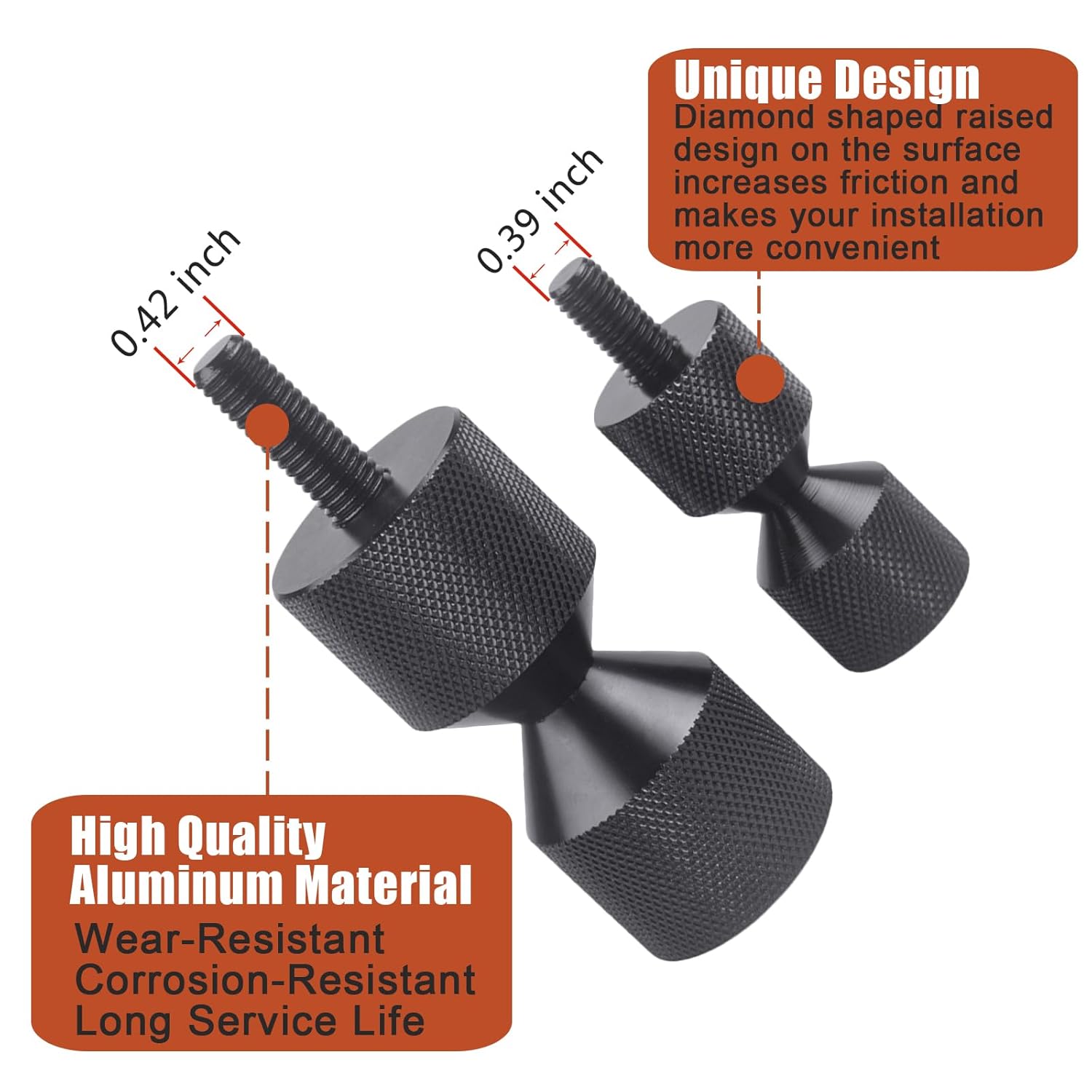 4 Pcs Aluminium Flange Two Hole Alignment Pins - 1-1/8" and 1-5/8" Detachable Double Hole Pins Black