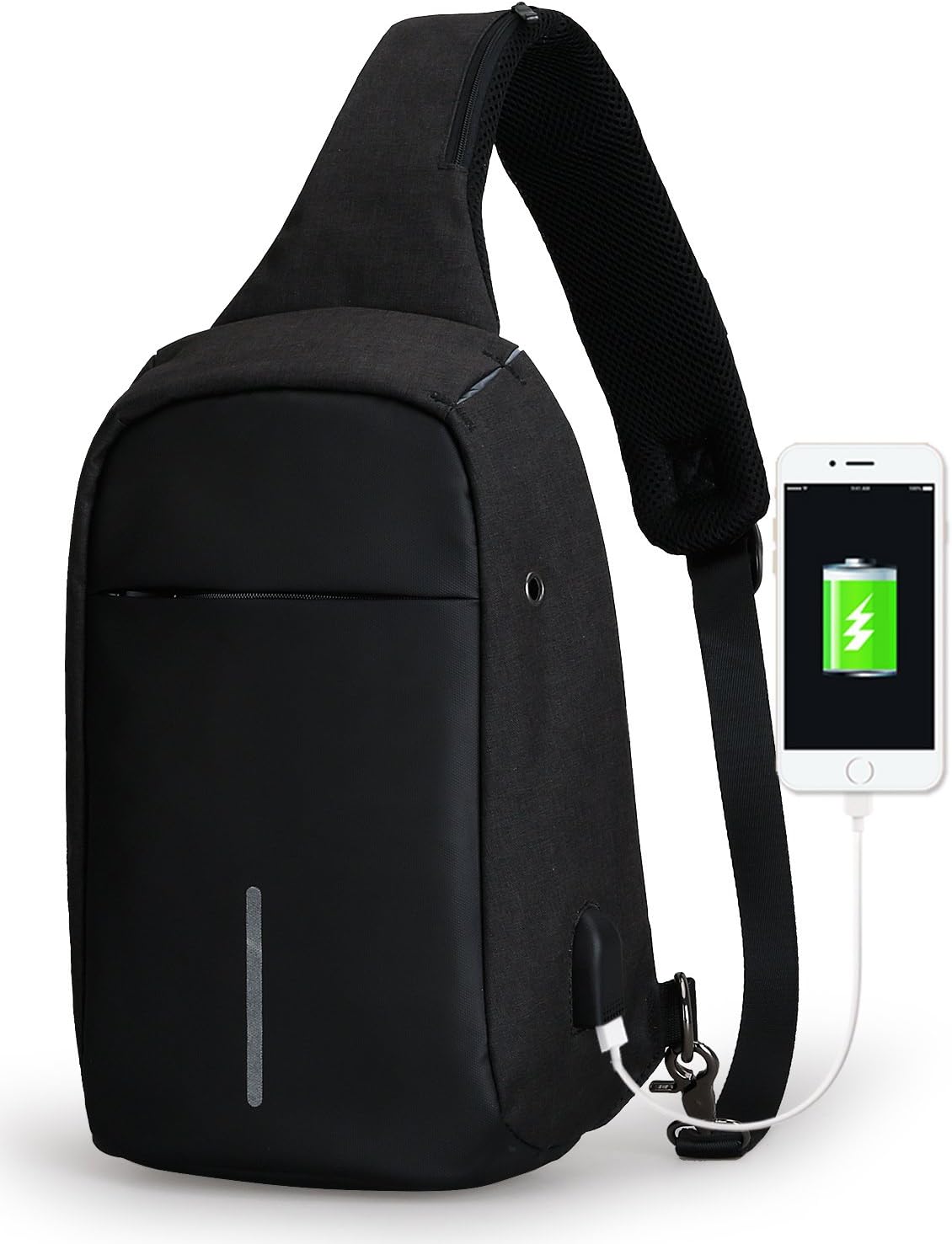 GUANKE Sling Bag Chest Shoulder Backpack Cross Body Backpack Lightweight Multipurpose Daypack with USB Charging Port for Sport Backpack,Travel, Hiking,Cycling (black)