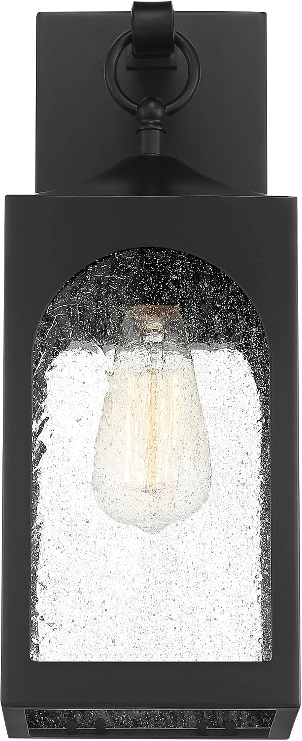 Possini Euro Design Tyne Modern Outdoor Wall Light Fixtures Set of 2 Matte Black Lantern Frame 16" High Seedy Glass Panels for Post Exterior Barn Deck House Porch Yard Patio Garage Garden Outside