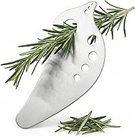 Vista 1 de Herramienta peladora de hierbas de metal, removedor de tallo y hojas de col rizada de acero inoxidable con mango de agarre para verduras frescas