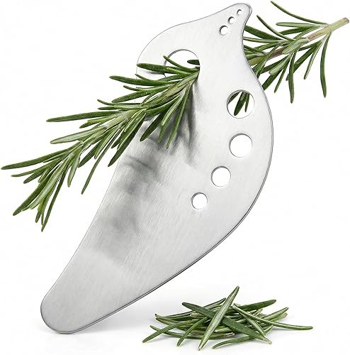 Herramienta peladora de hierbas de metal, removedor de tallo y hojas de col rizada de acero inoxidable con mango de agarre para verduras frescas