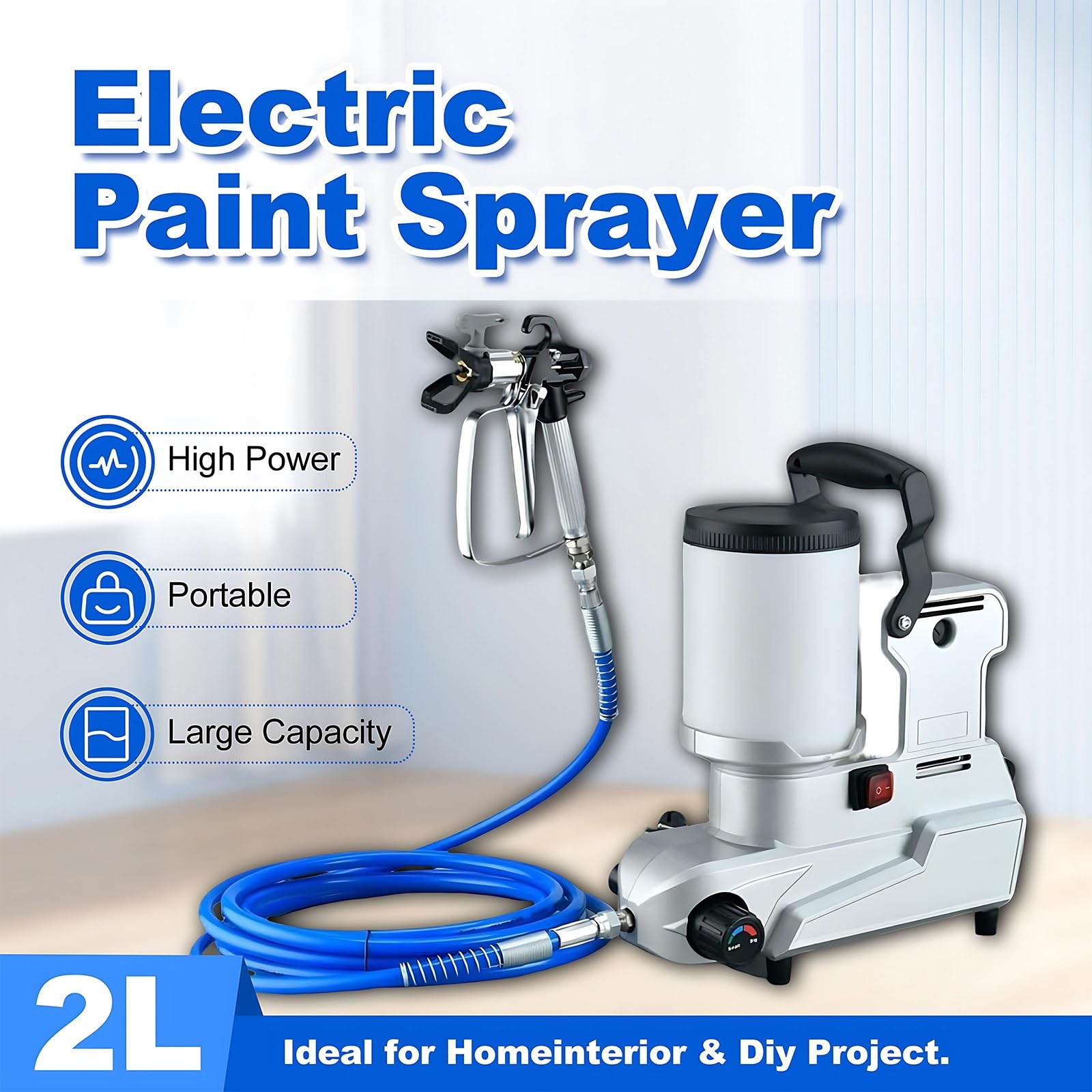 Pulverizador De Alta Presión 1600 W, Spray De Pintura Sin Aire 1600W, Proyectos DIY, Bricolaje, Reformas del Hogar Y Uso Profesional
