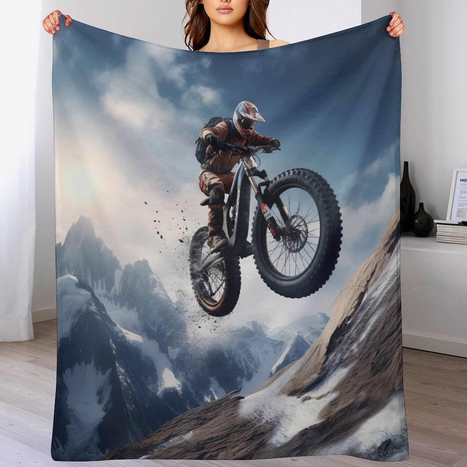 Couverture de canapé vélo de montagne pour soirées cocooning au salon