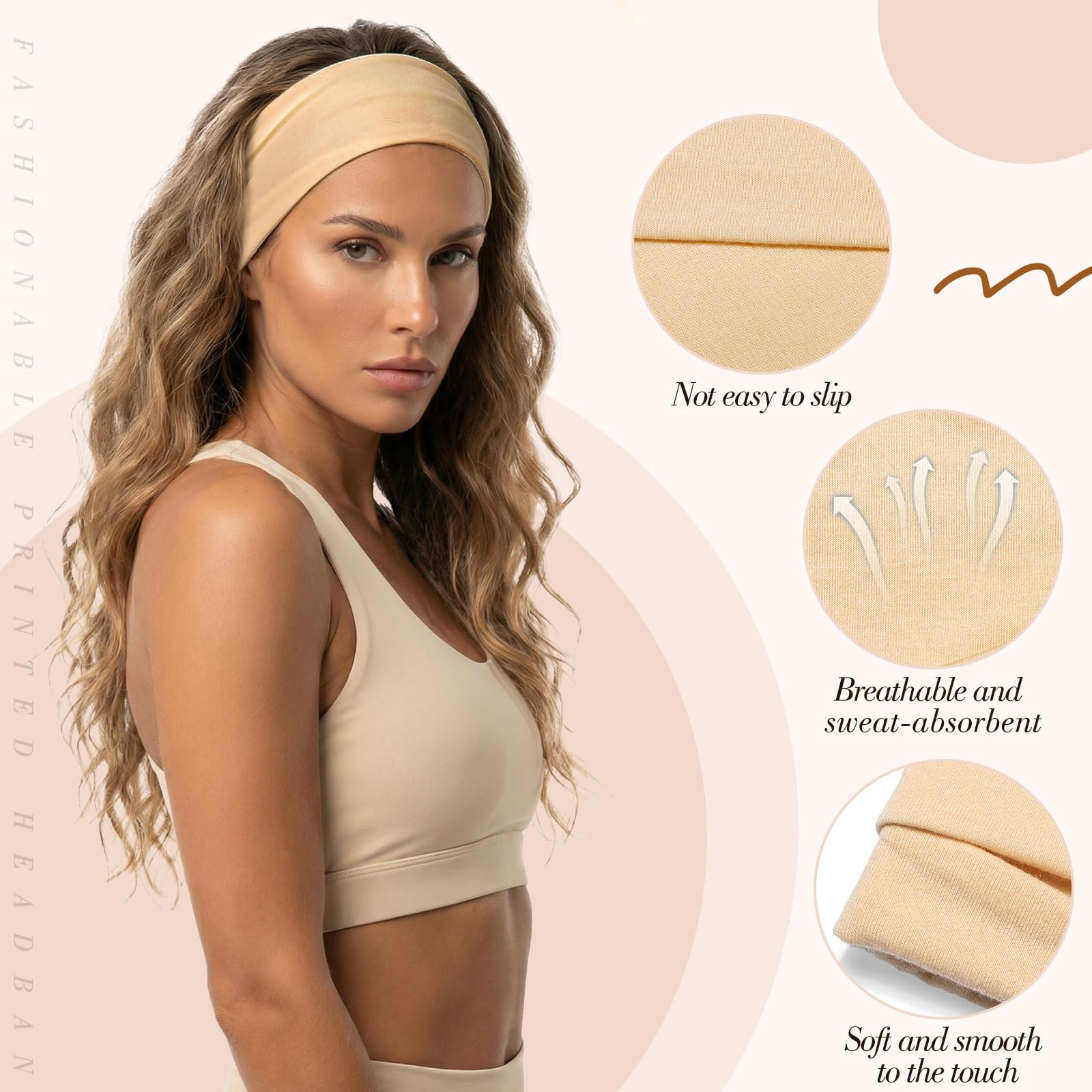 obeoby Fasce per capelli da donna, confezione da 8 fasce larghe alla moda, fasce elastiche per donne per uso quotidiano, sport, yoga, corsa