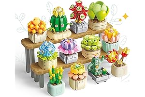 12 PCS Succulent Flower Building Set: Stunning Potted Plants for Creative Kids!