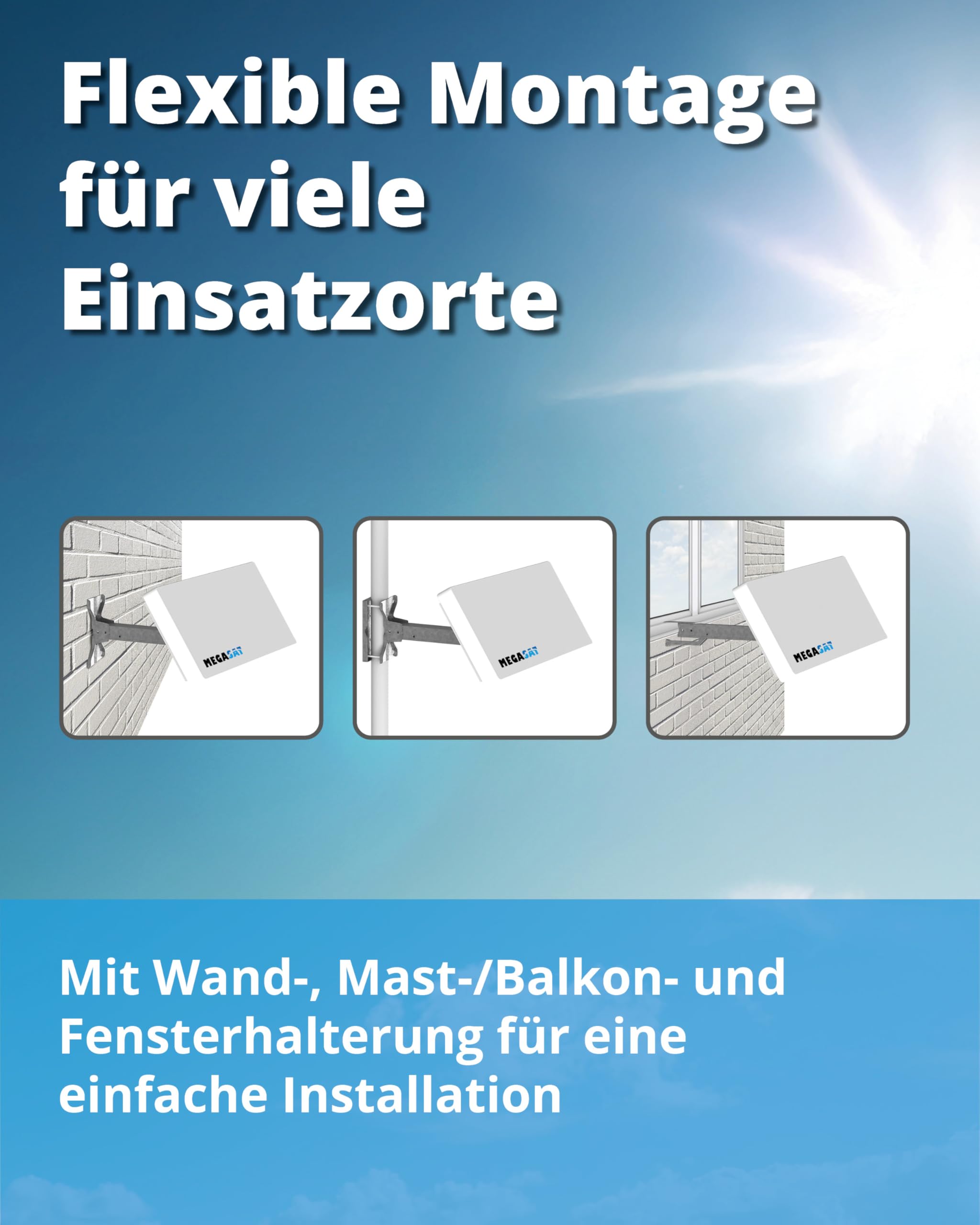 Megasat Flachantenne D1 Profi-Line Sat-Antenne 1 Teilnehmer Weiß Wechselbares LNB