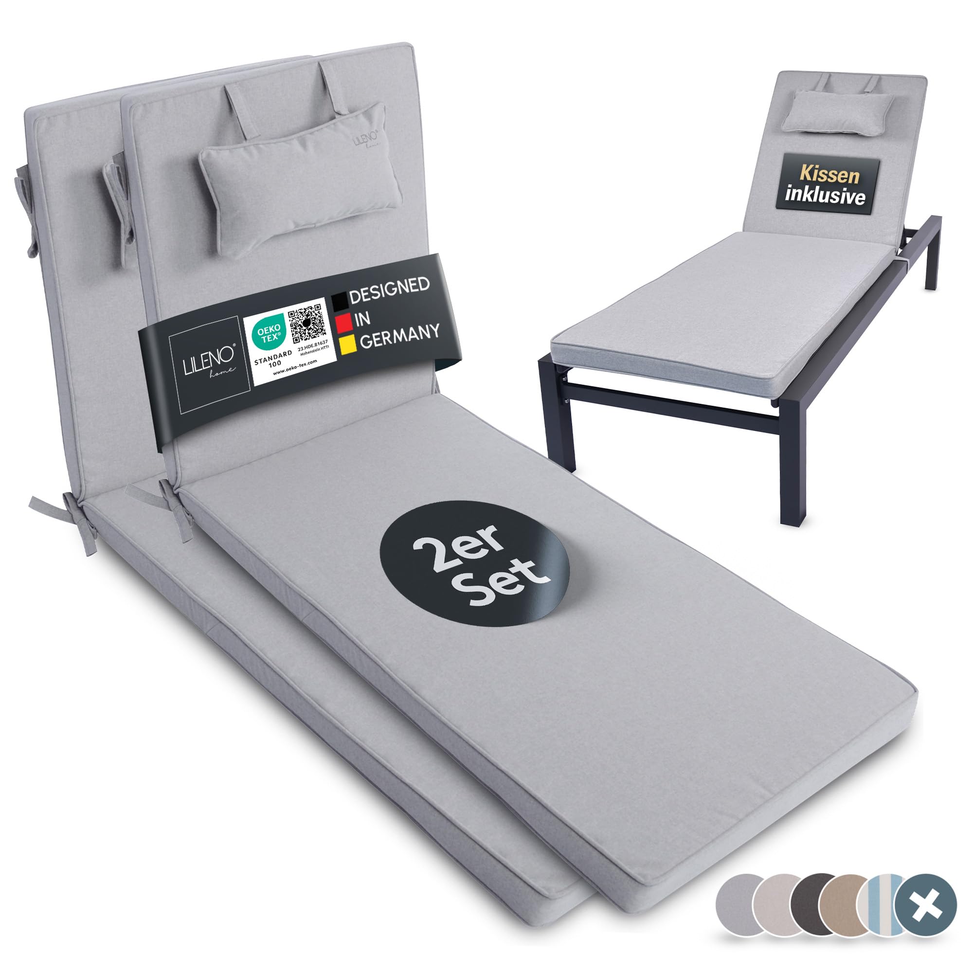 LILENO HOME Sonnenliege Auflage - Gartenliegen Auflage perfekt für Strandliege - Polster für Gartenliege Dub RL