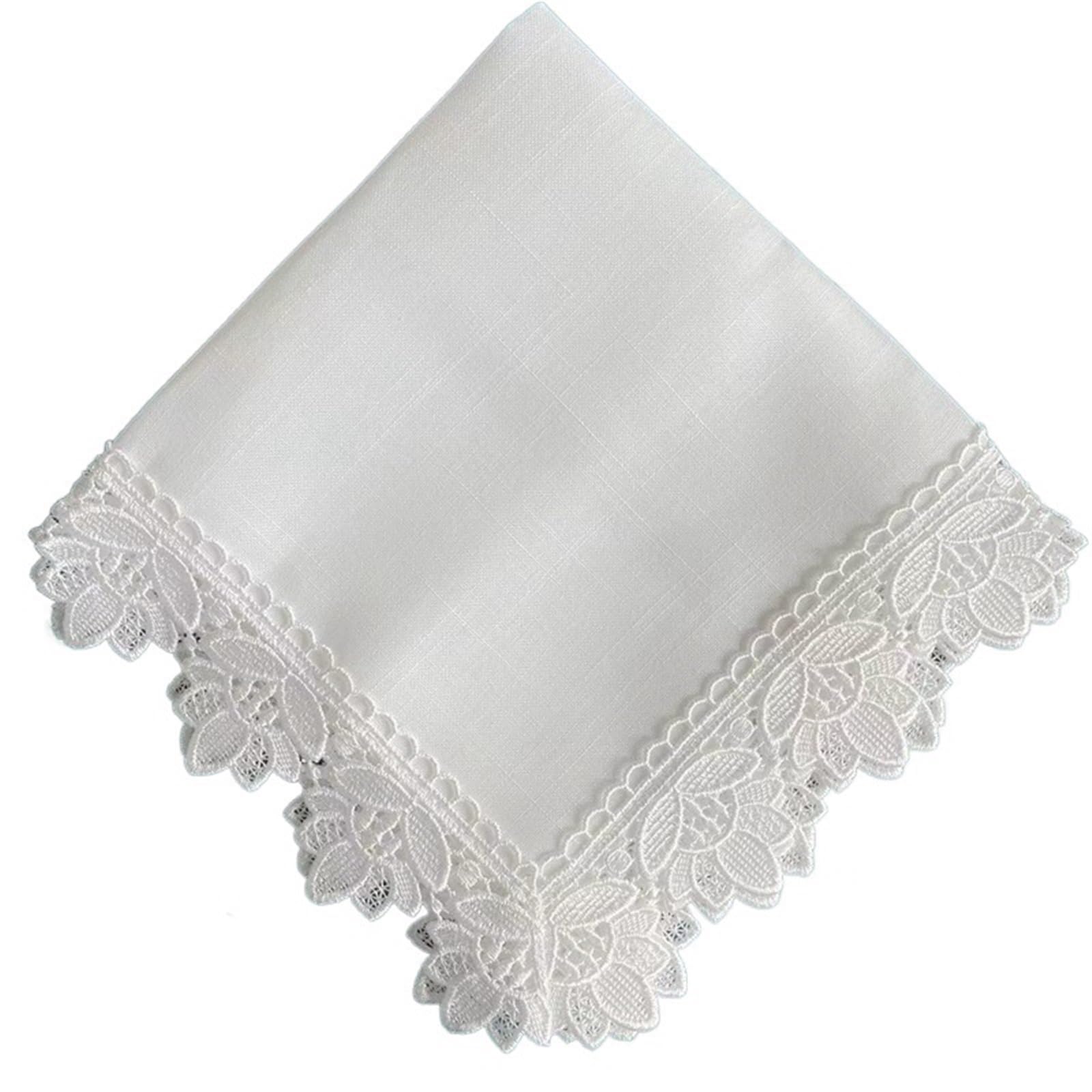 Tovaglioli Di Stoffa 12 pezzi tovaglioli di pizzo tovagliolo da cocktail con orlo a giorno bianco for tovaglioli di pizzo in lino da tavola for feste di matrimonio tovagliolo da tavola in cotone Tovag