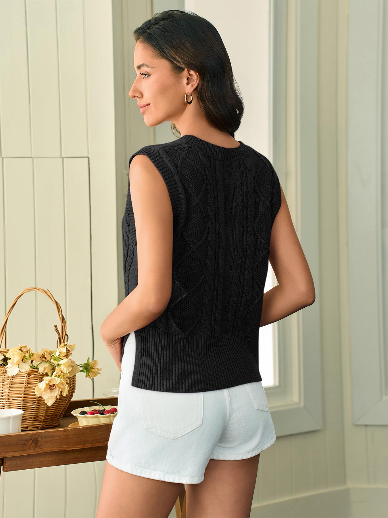 Tongmingyun Pullunder Damen Ärmellos V-Ausschnitt Strick Pullover Basic Strickweste Einfarbig Tank Top für Business Freizeit Sweater Weste Frauen