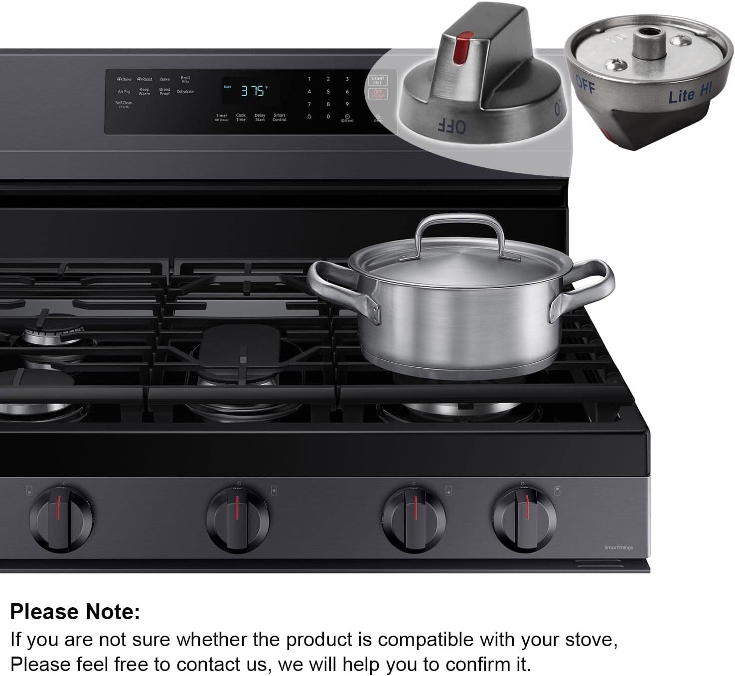 𝙐𝙥𝙜𝙧𝙖𝙙𝙚𝙙 𝗦𝗮𝗺𝘀𝘂𝗻𝗴 𝗦𝘁𝗼𝘃𝗲 𝗞𝗻𝗼𝗯 Replacement | Gas Range Oven Burner Stove Knob for Samsung NX58M6850SG, NX58J7750SG, NX58J5600SG, NX58K7850SG NX58K7850SG - 5 Pack