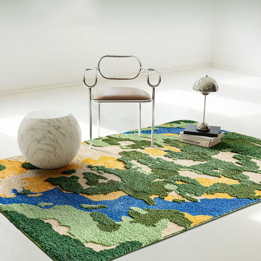 Tapis en mousse verte antidérapant et absorbant à poils longs pour le sol