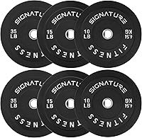 Fitvids Signature Fitness 120LB Olympic Bumper Plates Set - 2x10LB, 2x15LB, 2x35LB Steel Hub, High-Density Rubber