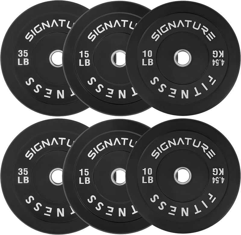 Fitvids 2" Olympic Bumper Plate Weight Plates with Steel Hub, 120-Pound Set, 2x 10LB, 2x 15LB, 2x 35LB