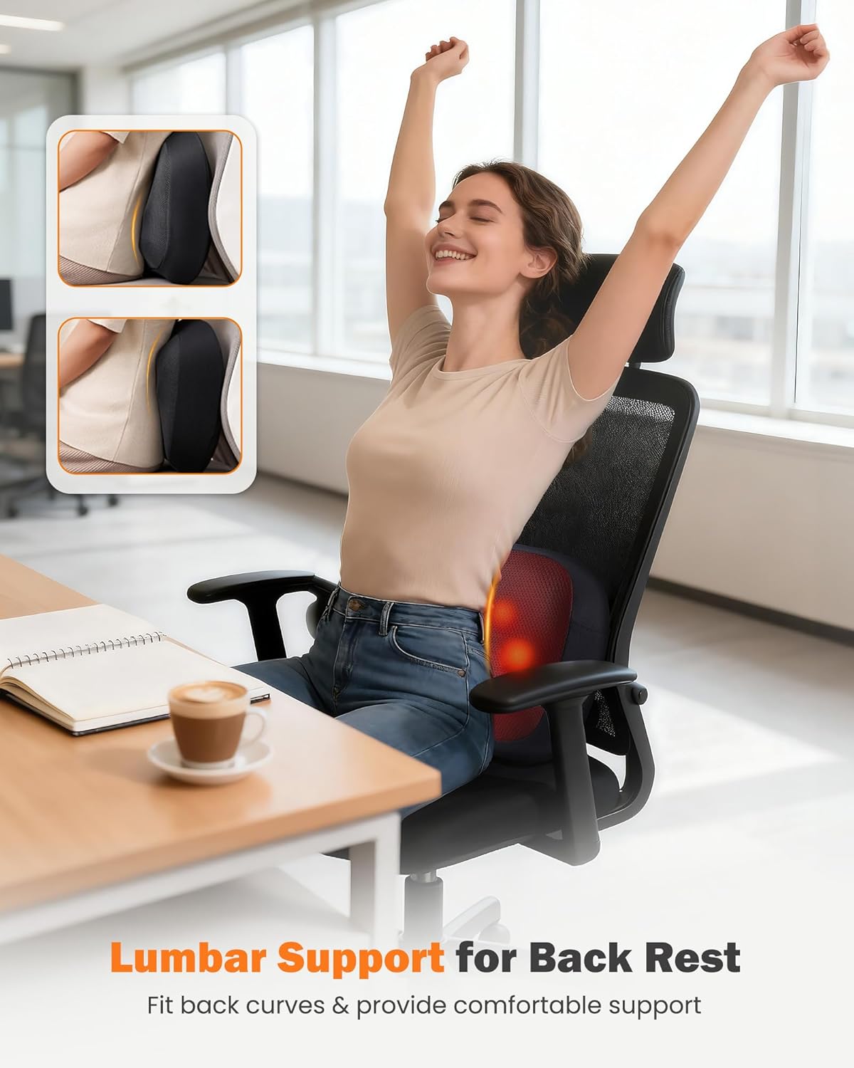 Back Massager with Heat, 2-in-1 Shiatsu Neck Massagers with 3D Deep Tissue Kneading & Dual-Sided Heating for Lower Back Shoulder Pain Relief, Lumbar Support Pillow for Office Chair, Gifts for Mom Dad - Image 6