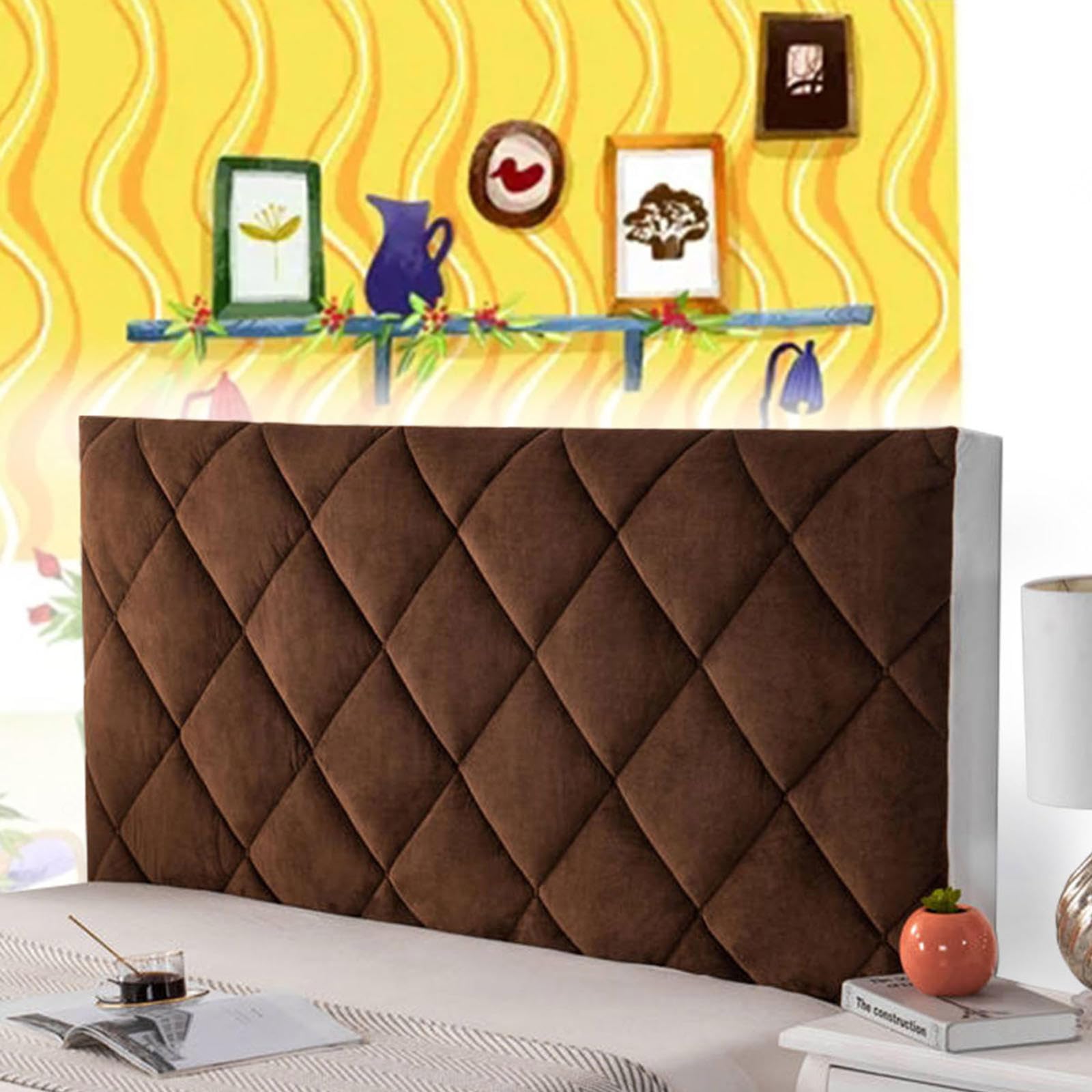 Padded Headboard Cover Double Bed Headboard Covers for Double Universal Dustproof All-Inclusive Protector Cover Stretch Bed Backrest Slipcover Single Double Queen,brown-160cm