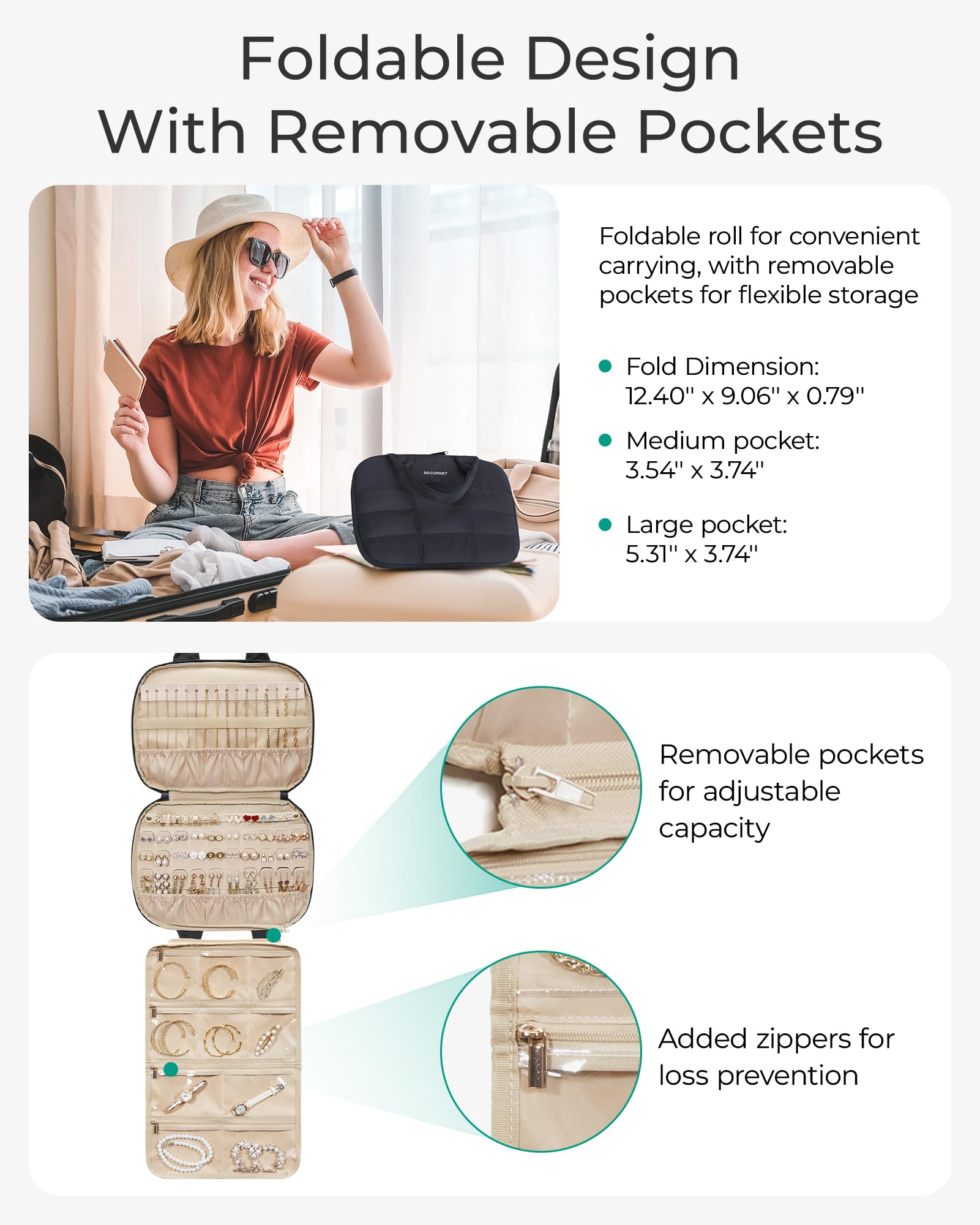 BAGSMART Rollo organizador de joyas