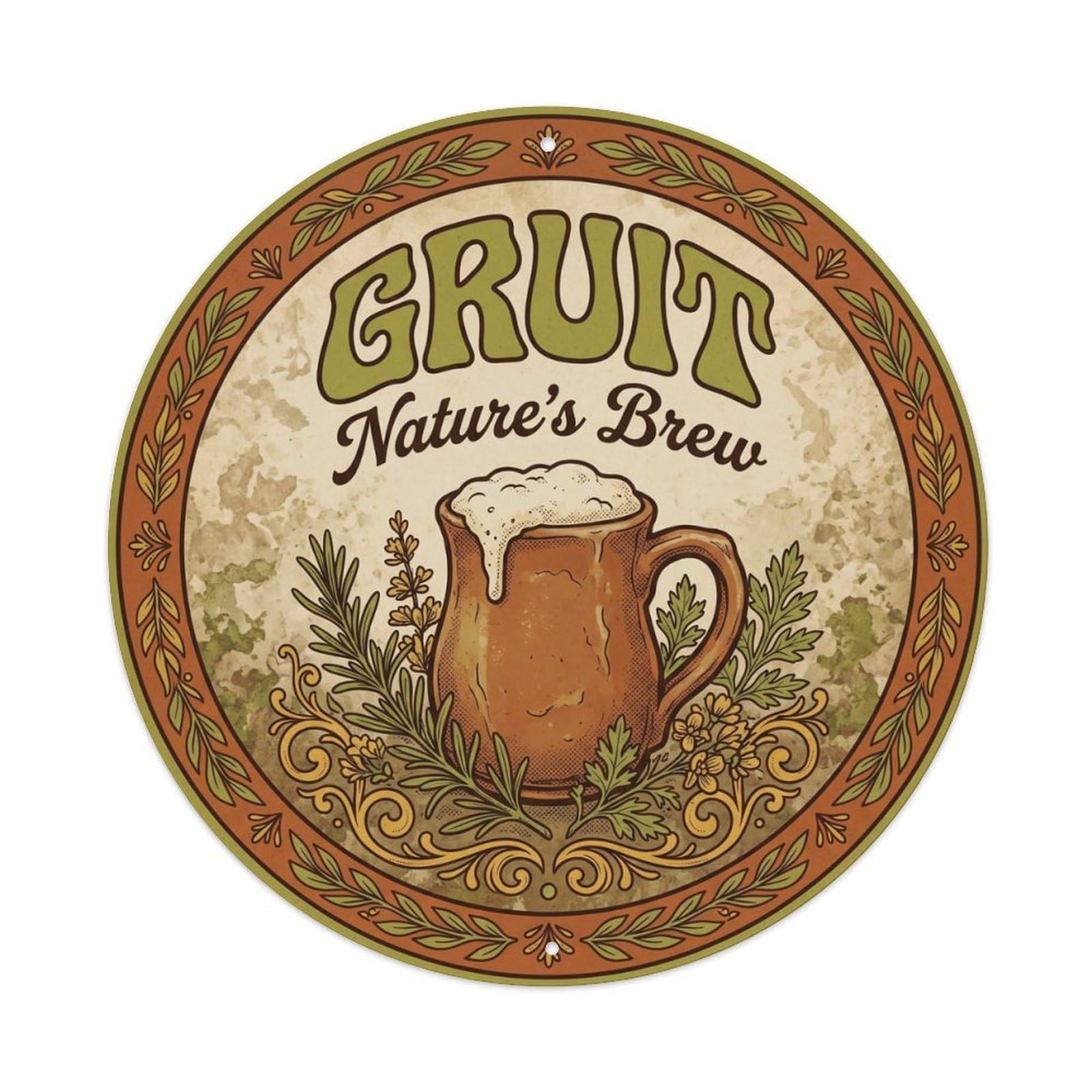 Gruit Ale Brewery Culture Old World Vintage Keg Tap Metal Tin Sign