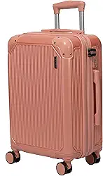 Mala de Viagem de BORDO com Zíper EXPANSÍVEL 10Kg Rígida Padrão ANAC com 4 Rodas duplas 360° Porta Copo Cadeado AntiFurto Leve Resistente Espaçosa (Rose)