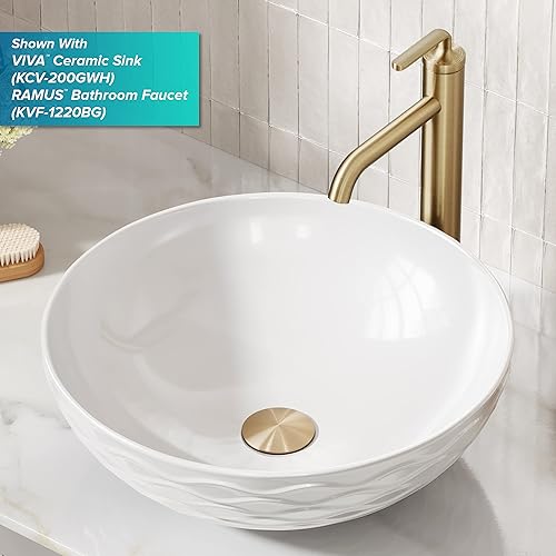 Miniatura 57 de KRAUS Desagüe emergente para lavabo de baño con rosca extendida para encimeras más gruesas y fregaderos de vidrio en acero inoxidable sin manchas