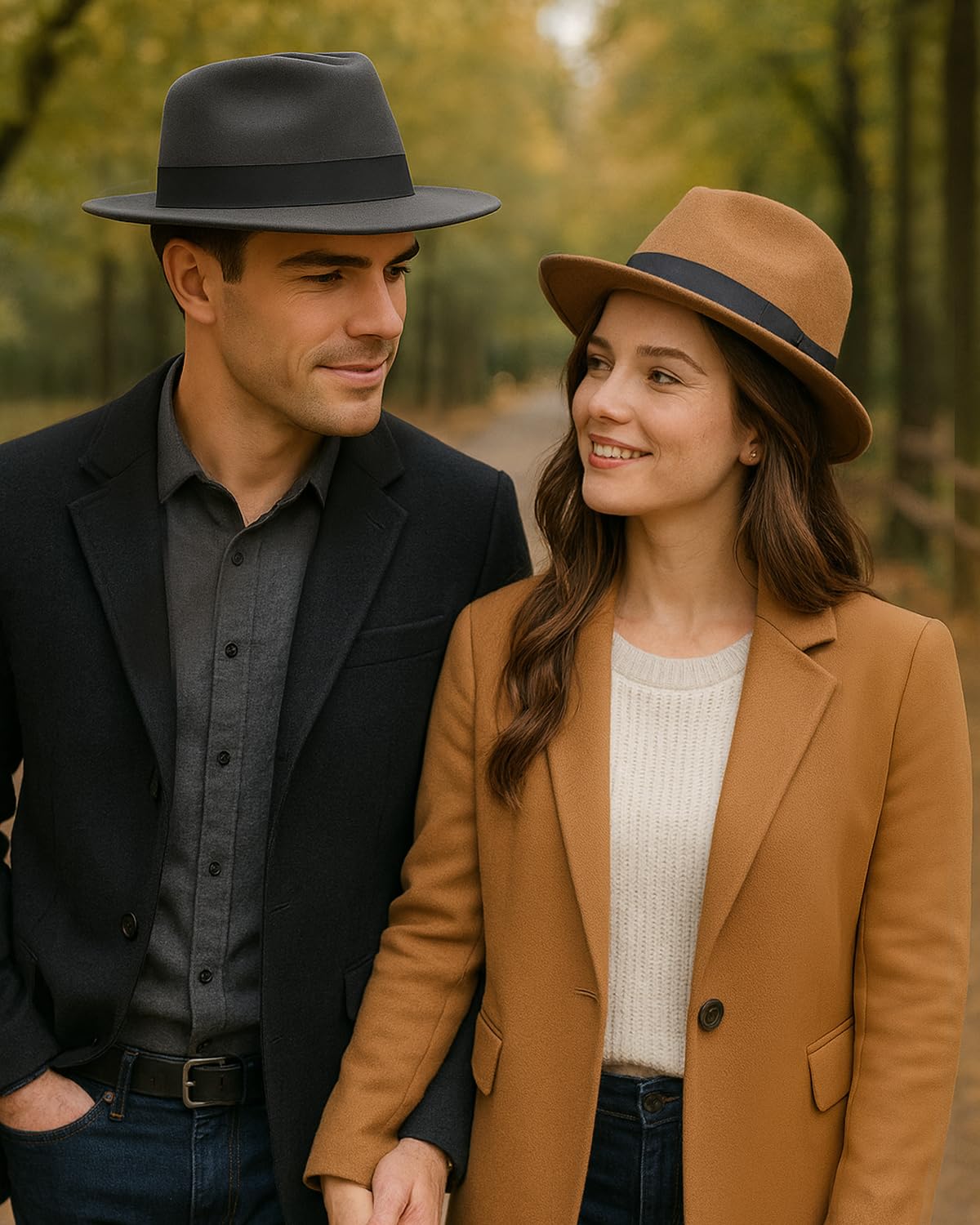 Zylioo S/M/L/XL/XXL Filzhut für Herren Damen,Fedorahut Panama Hut mit breiter Krempe,Winter Klassischer Trilby Hut