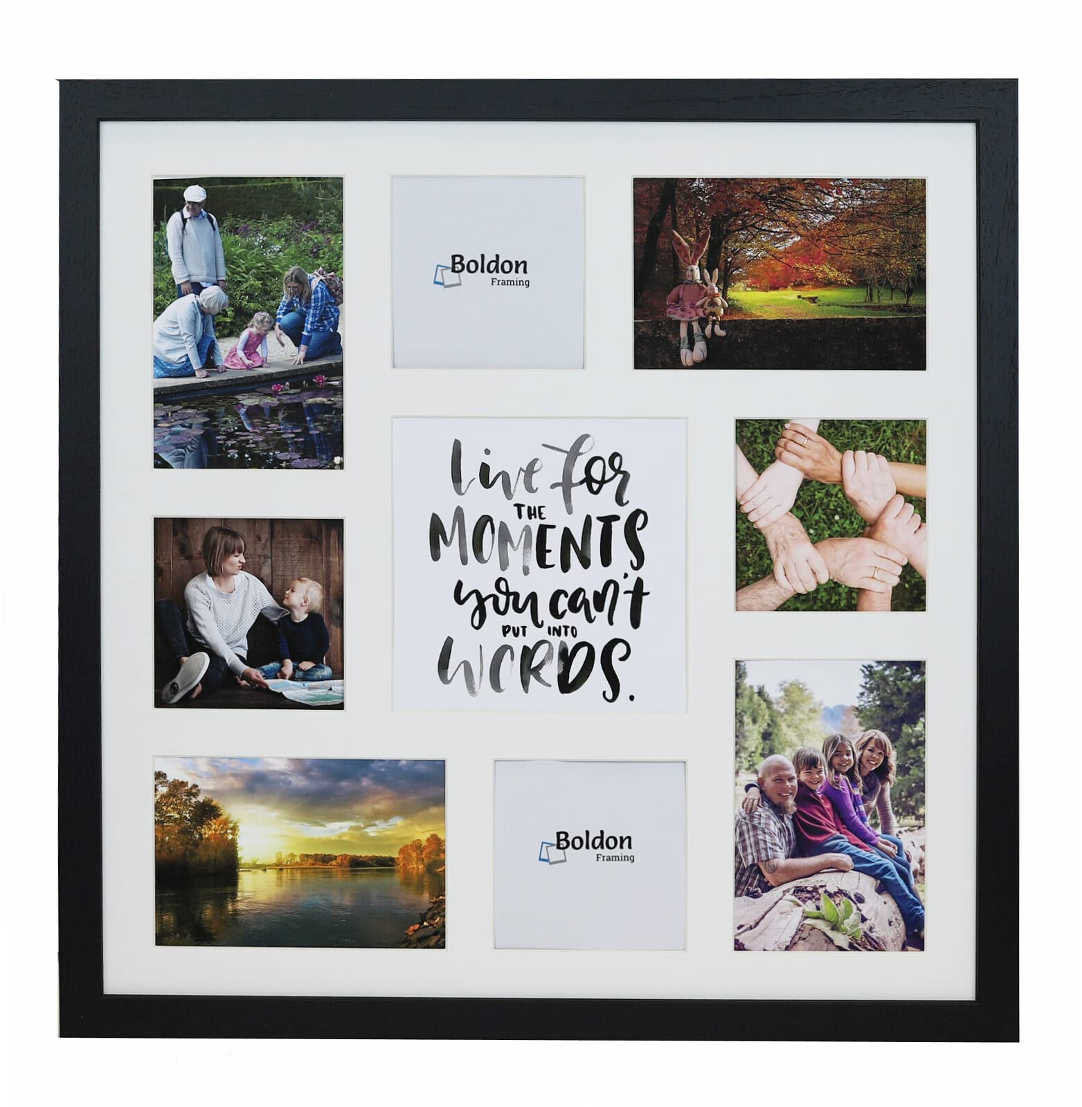 Boldon Framing Black 8/9/10/12/16/20 Photos Large Multi Picture Frame Collage Aperture Decor Memories-8 Aperture Moments