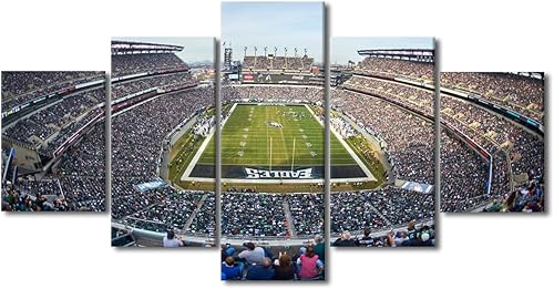 Vista 515 de Cuadros de estadios deportivos de fútbol americano de Minnesota, cuadros de vikingos, 5 paneles, lienzo para pared, arte de pared del estadio