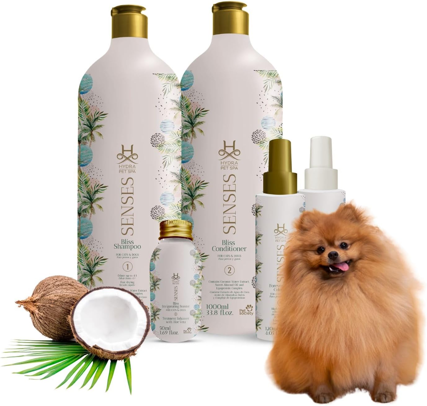 Hydra Pet Spa Senses Bliss Pack, 5 Piece Set, Best Products for Your Furry Friends | Ideal for Maintenance or as an Extra Care Treatment | Includes: 1 Shampoo, Conditioner, Booster, and so Much More