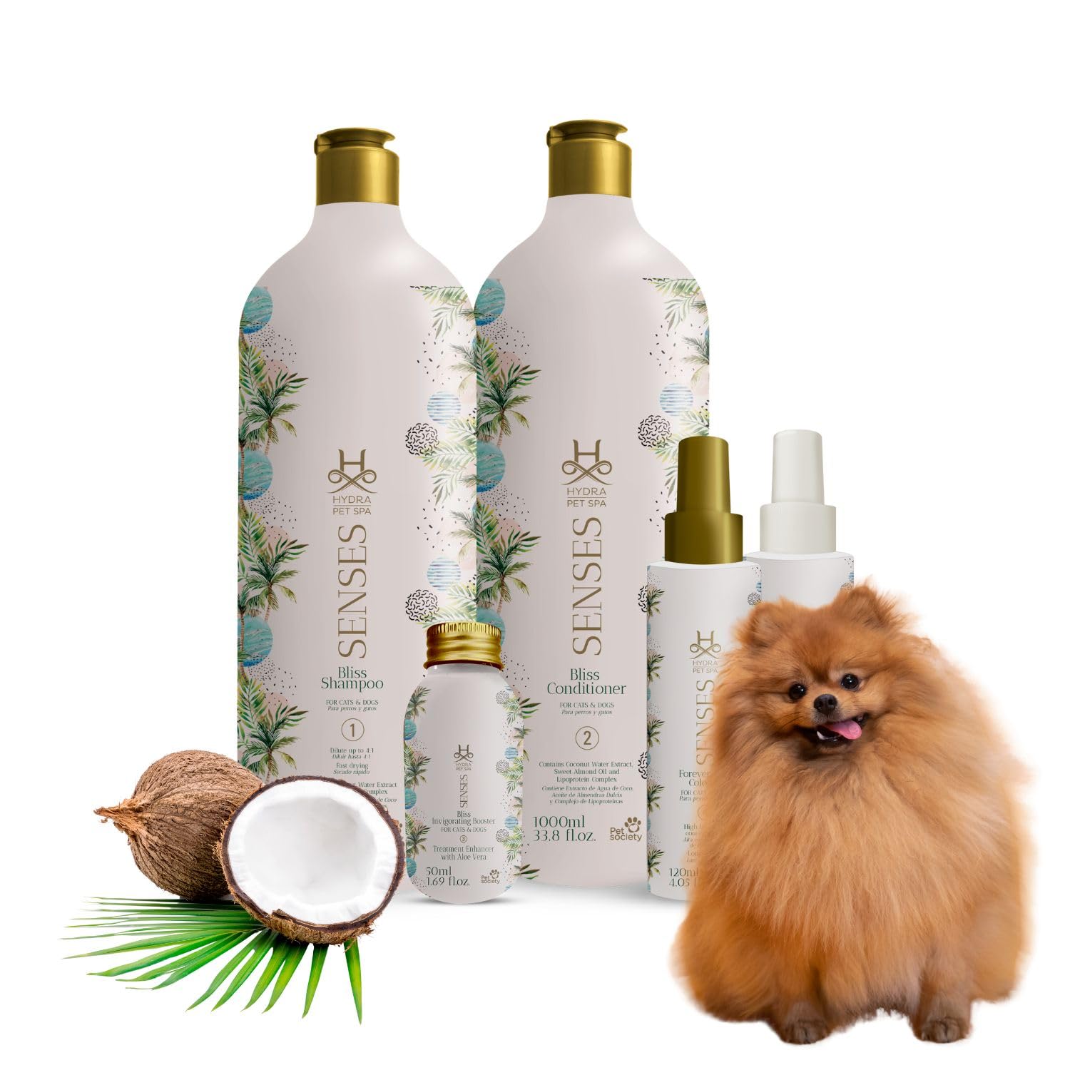 Hydra Pet Spa Senses Bliss Pack, 5 Piece Set, Best Products for Your Furry Friends | Ideal for Maintenance or as an Extra Care Treatment | Includes: 1 Shampoo, Conditioner, Booster, and so Much More