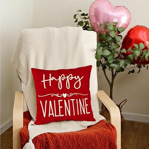 Miniatura 6 de RABUSOFA Juego de 2 fundas de almohada de San Valentín con texto en inglés "I Love You More" de 18 x 18 pulgadas, almohadas decorativas para el día