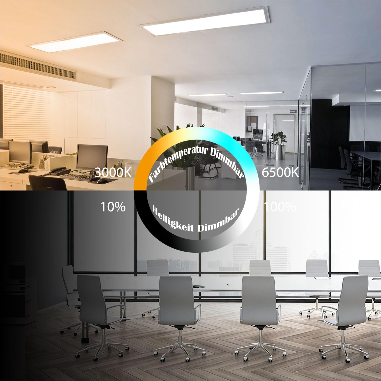 LED Panel 100x25cm, Deckenleuchte Dimmbar mit 30W 3000-6500K, LED Deckenlampe Flach mit Fernbedienung, Panelleuchte Decke Rechteckig für Büro Küche Wohnzimmer Schlafzimmer Badezimmer