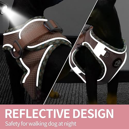 Miniatura 6 de Frienperro Arnés transpirable para perro con correa para perros pequeños, arnés para perros medianos sin tirones, arnés reflectante ajustable para