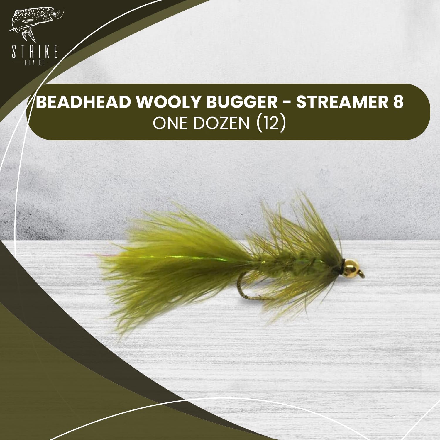 One Dozen (12) - Beadhead Wooly Bugger Bugger - Olive - Streamer 8