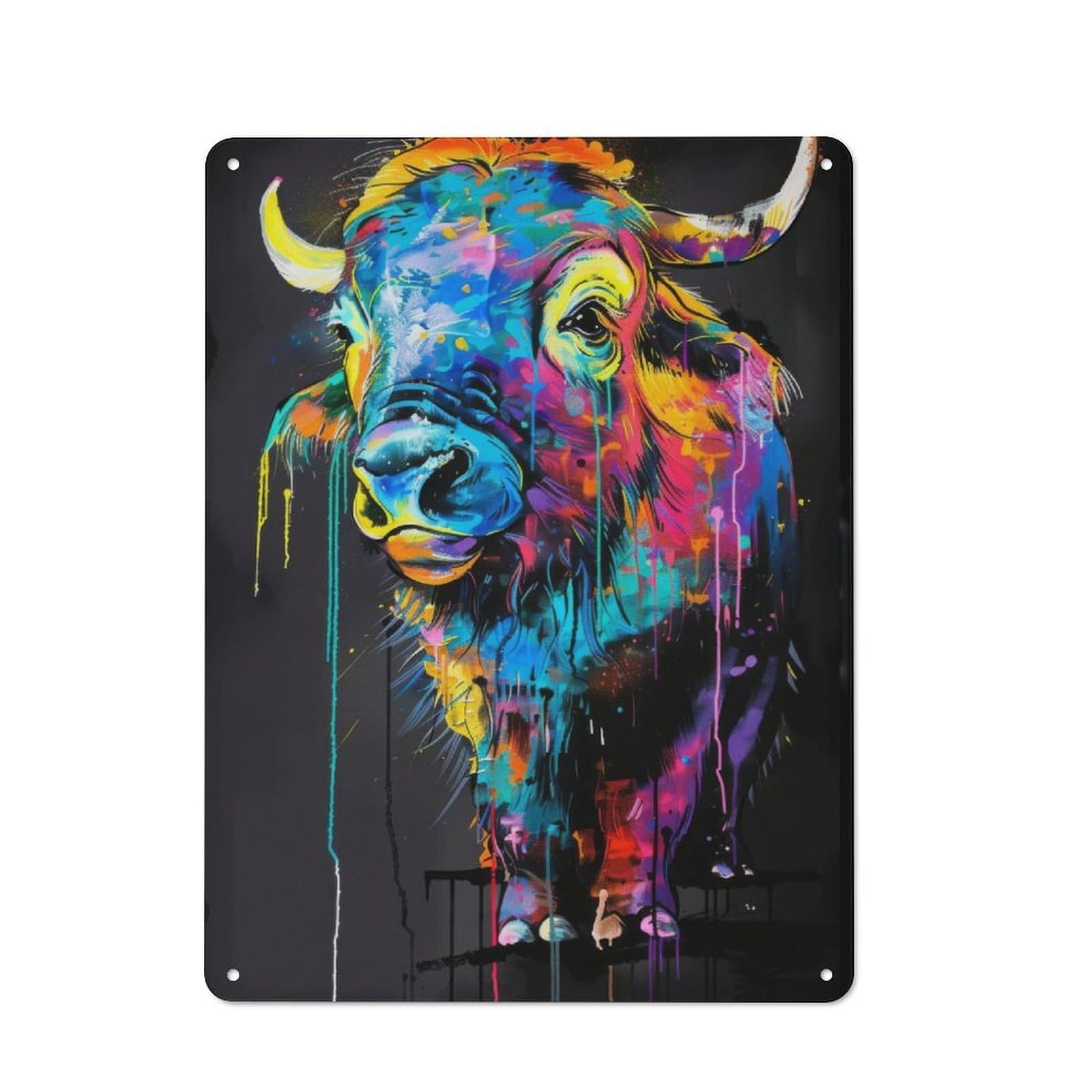 Junmoney Yak Popart Painting Metal Plaque 40X30cm With For Garage Wall, Retro Decor, For Garage Decor Collectors Refreshing A Room In Autumn