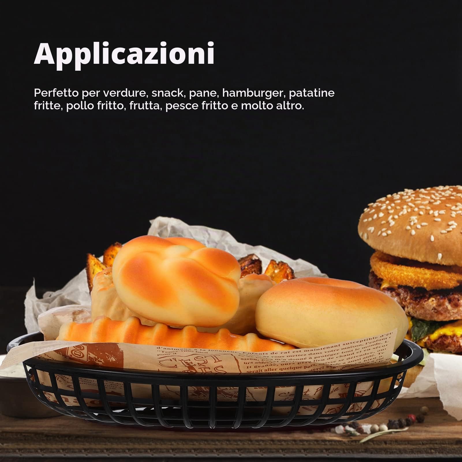 Alipis Cestini Per Fast Food 24 Pezzi Cestini Per Pane Vassoio Plastica Per Hamburger Patatine Fritte Snack Per Casa Ristorante Picnic Barbecue